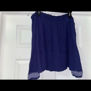 navy blue off the shoulder top